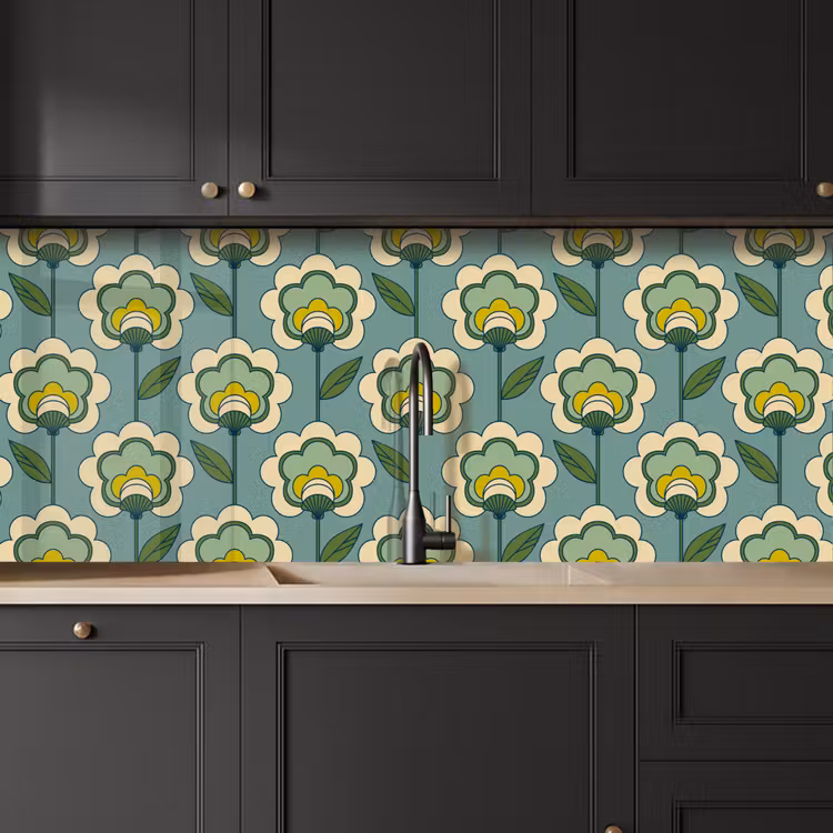 Retro - Design - Jaren 70 - Bloem keuken achterwand 2 middel 871 -sfeer1