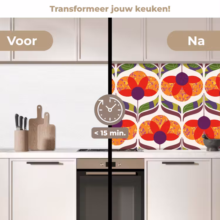 Retro - Flower Power - Vintage - Kleuren keuken achterwand 2 middel 871 -voor-na2_NL