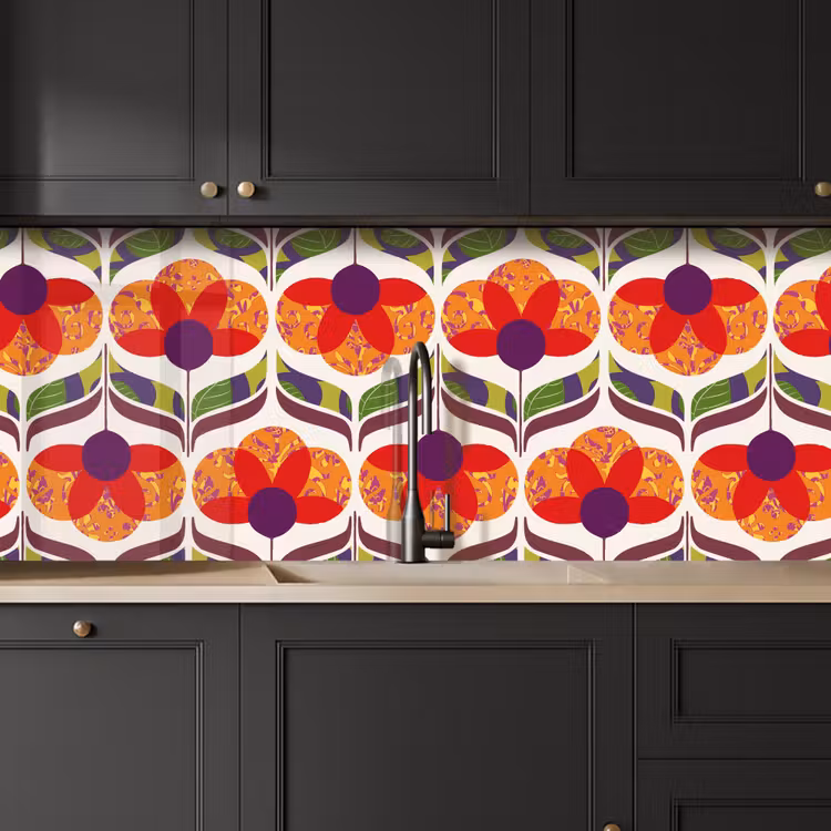 Retro - Flower Power - Vintage - Kleuren keuken achterwand 2 middel 871 -sfeer1