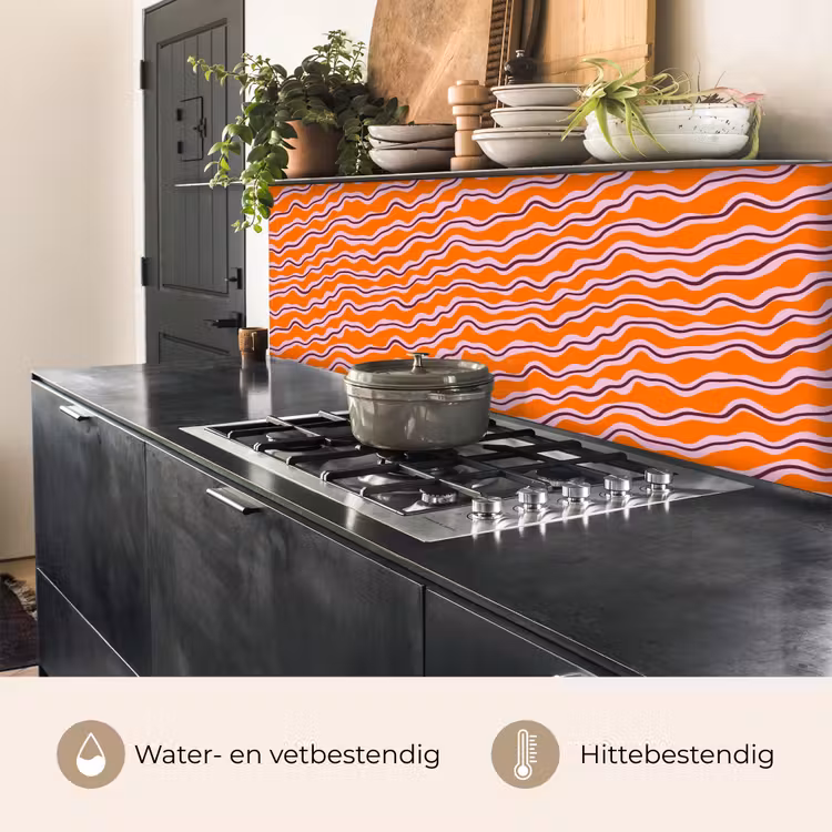 Retro - Golvend - Oranje keuken achterwand 2 middel 871 -usp_NL