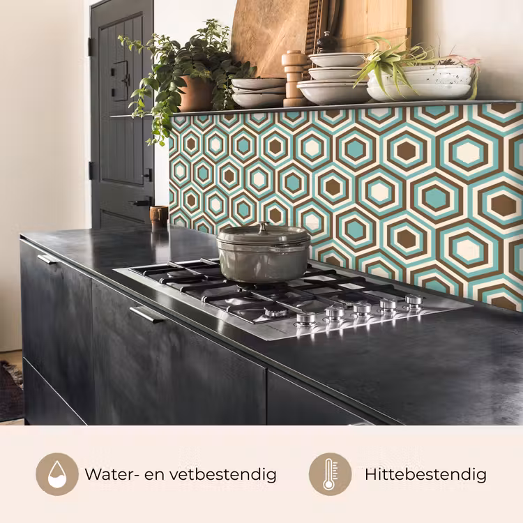 Retro - Honeycomb - Blauw - Bruin keuken achterwand 2 middel 871 -usp_NL
