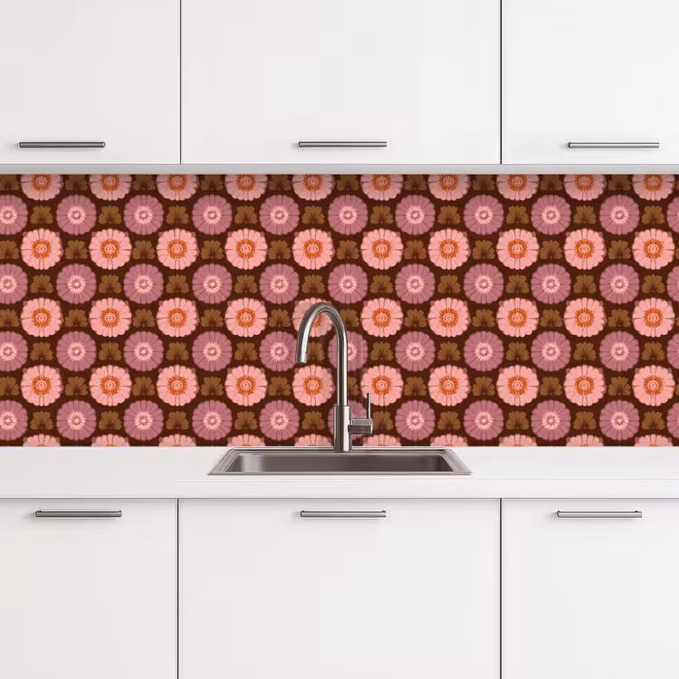 Retro - Madelief - Roze keuken achterwand 2 middel 871 -3d
