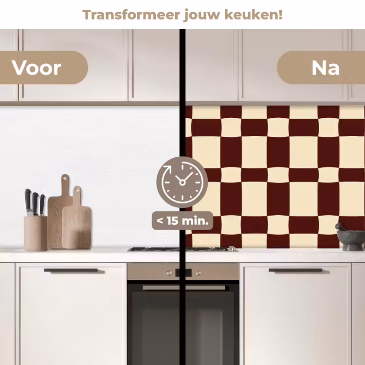 Retro - Patroon - Bruin keuken achterwand 2 middel 871 -voor-na2_NL