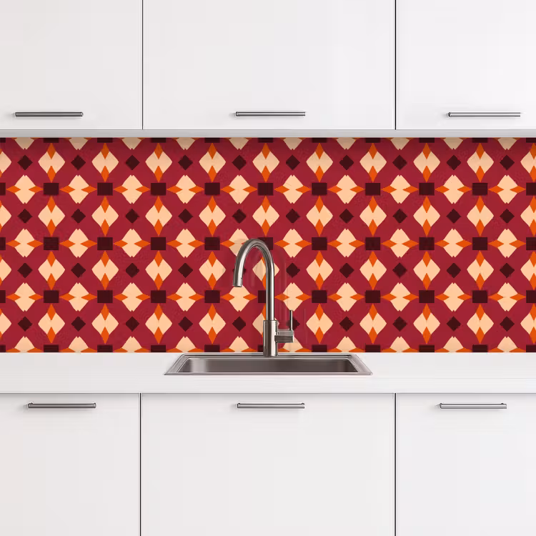 Retro - Patroon - Kleurrijk keuken achterwand 2 middel 871 -3d