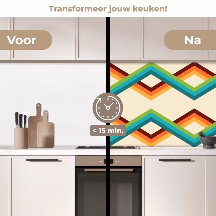 Retro - Strepen - Design - Seventies keuken achterwand 2 middel 871 -voor-na2_NL
