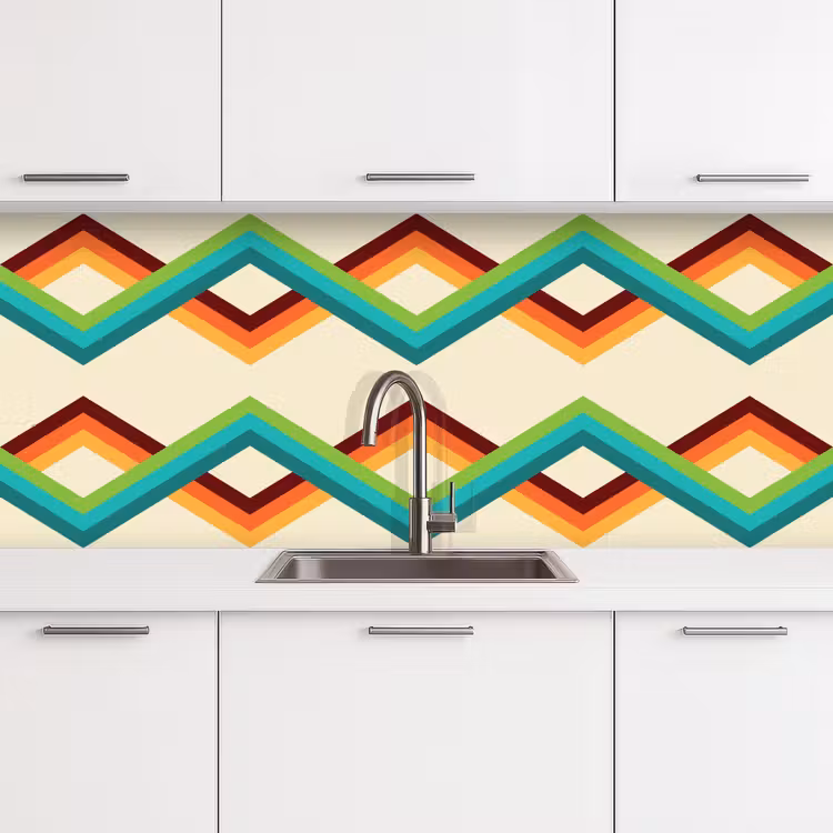 Retro - Strepen - Design - Seventies keuken achterwand 2 middel 871 -3d