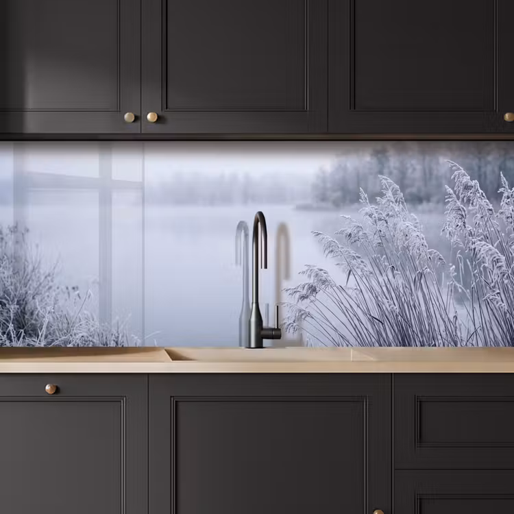 Riet - Bevroren - Winter - Natuur keuken achterwand 2 middel -sfeer1