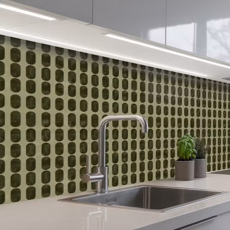 Ritmisch - Effect - Groen keuken achterwand 2 middel 871 -3d_schuin
