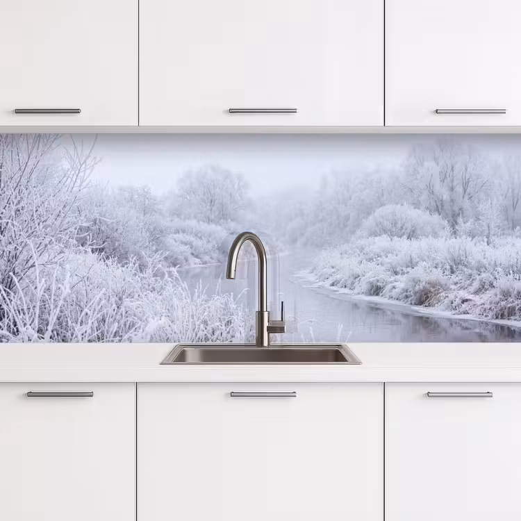 Rivier - Sneeuw - Bos - Winter - Schilderachtig keuken achterwand 2 middel -3d