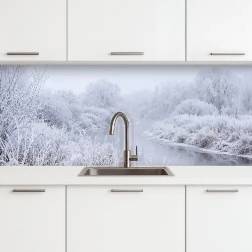 Rivier - Sneeuw - Bos - Winter - Schilderachtig keuken achterwand 2 middel -3d