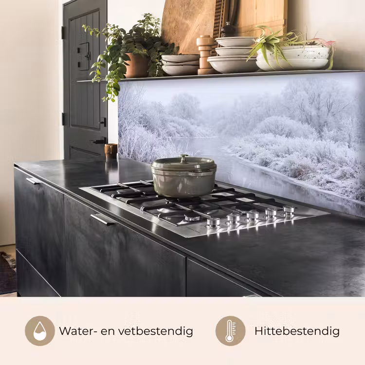 Rivier - Sneeuw - Bos - Winter - Schilderachtig keuken achterwand 2 middel -usp_NL