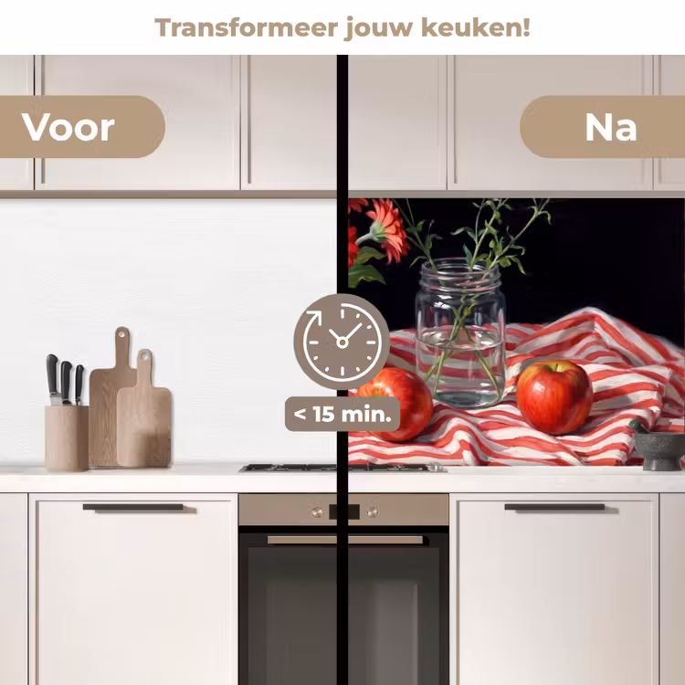 Keuken achterwand - Rode bloemen - Vaas - Rode bloemen - Vaas keuken achterwand 2 middel