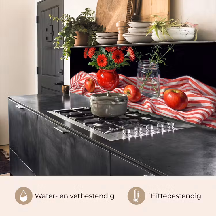 Keuken achterwand - Rode bloemen - Vaas - Rode bloemen - Vaas keuken achterwand 2 middel
