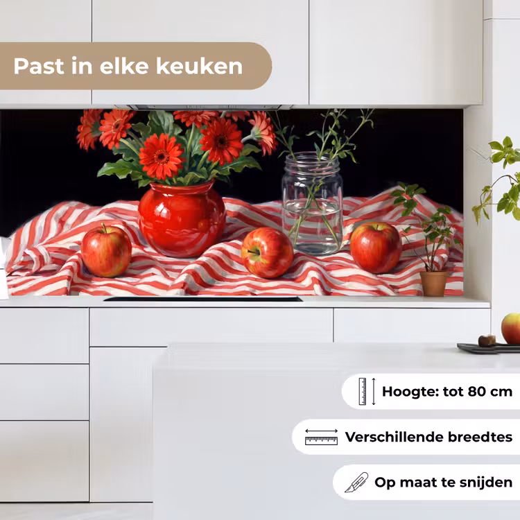 Keuken achterwand - Rode bloemen - Vaas - Rode bloemen - Vaas keuken achterwand 2 middel