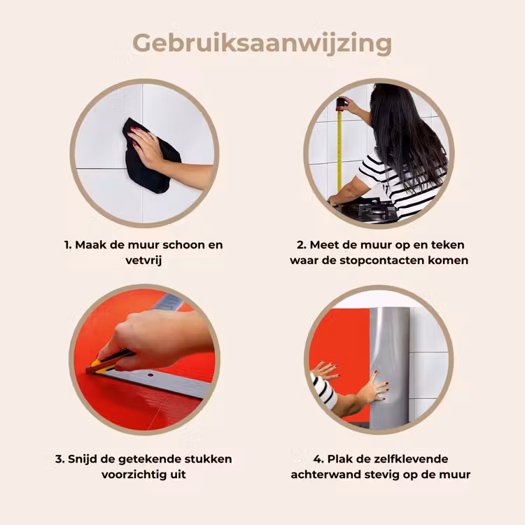 Rood - Kleur - Effen keuken achterwand 2 middel 871 -gebruiksaanwijzing_NL
