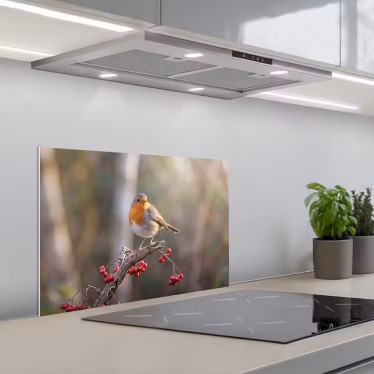 Roodborst - Tak - Bessen - Natuur keuken achterwand 2 middel -usp_NL