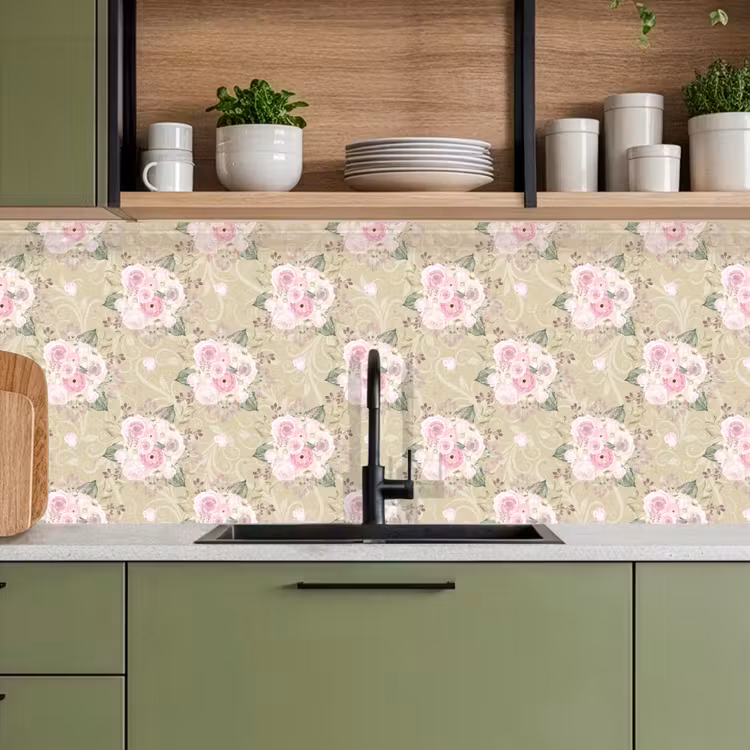 Roos - Patronen - Bloemen keuken achterwand 2 middel 871 -sfeer3