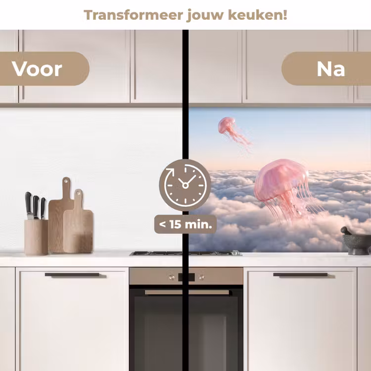 Keuken achterwand - Roze dier - Wolken - Roze dier - Wolken keuken achterwand 2 middel
