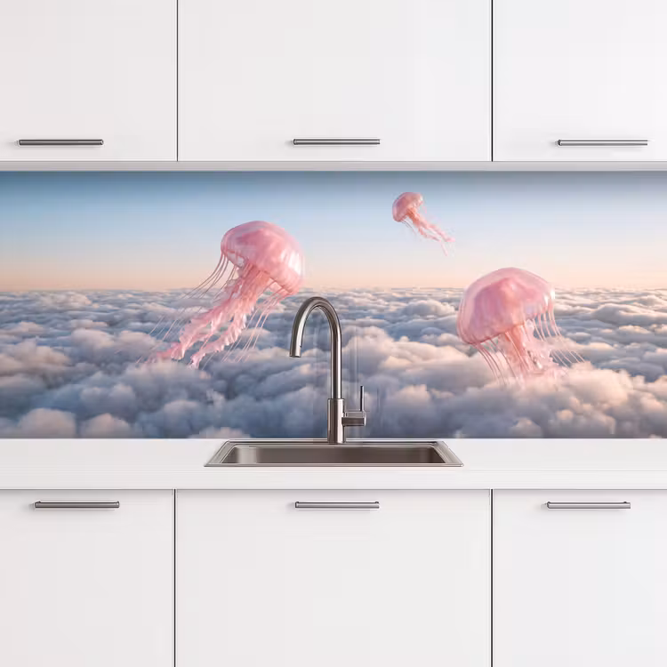 Keuken achterwand - Roze dier - Wolken - Roze dier - Wolken keuken achterwand 2 middel