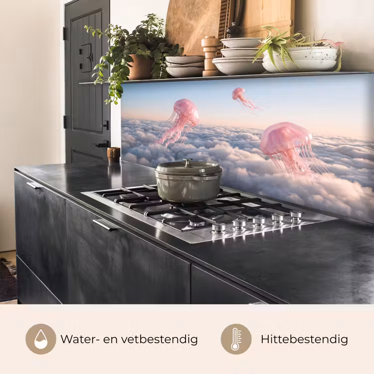 Keuken achterwand - Roze dier - Wolken - Roze dier - Wolken keuken achterwand 2 middel