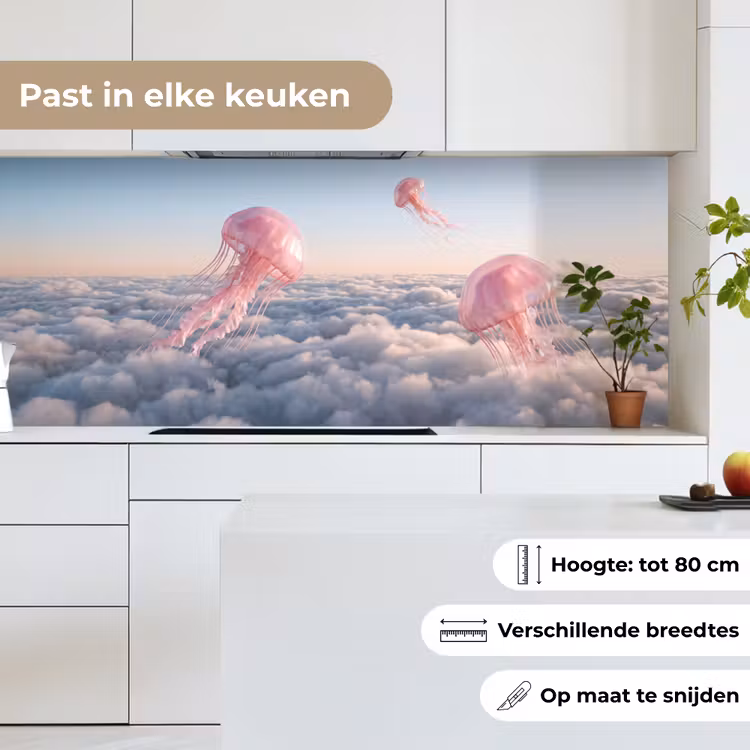 Keuken achterwand - Roze dier - Wolken - Roze dier - Wolken keuken achterwand 2 middel