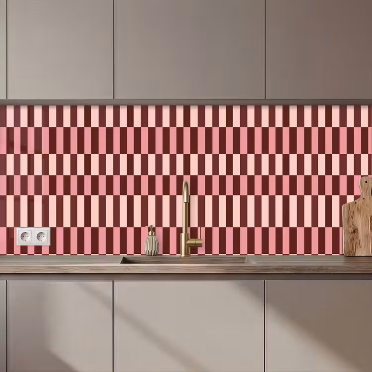 Roze - Rood - Blokjes keuken achterwand 2 middel 871 zz_3dshopping