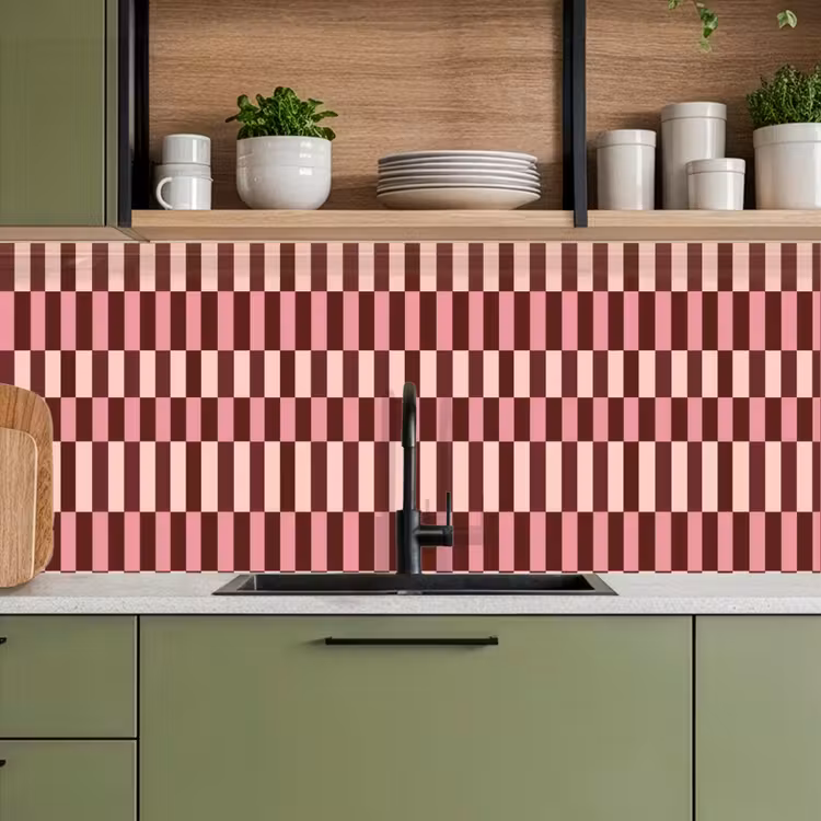 Roze - Rood - Blokjes keuken achterwand 2 middel 871 -sfeer3