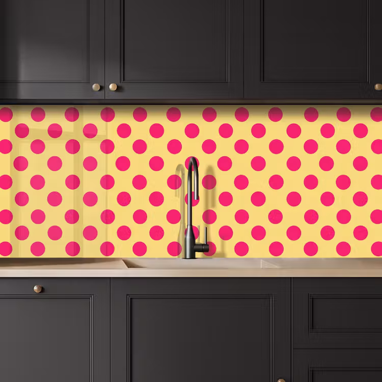 Roze - Stippen - Geel keuken achterwand 2 middel 871 -sfeer1