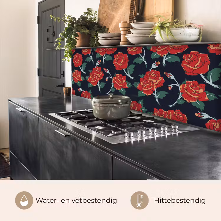 Rozen - Bloem - Patroon - Rood keuken achterwand 2 middel 871 -usp_NL