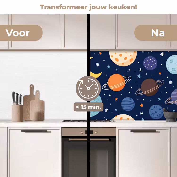 Ruimte - Planeten - Kleurrijk keuken achterwand 2 middel -voor-na2_NL