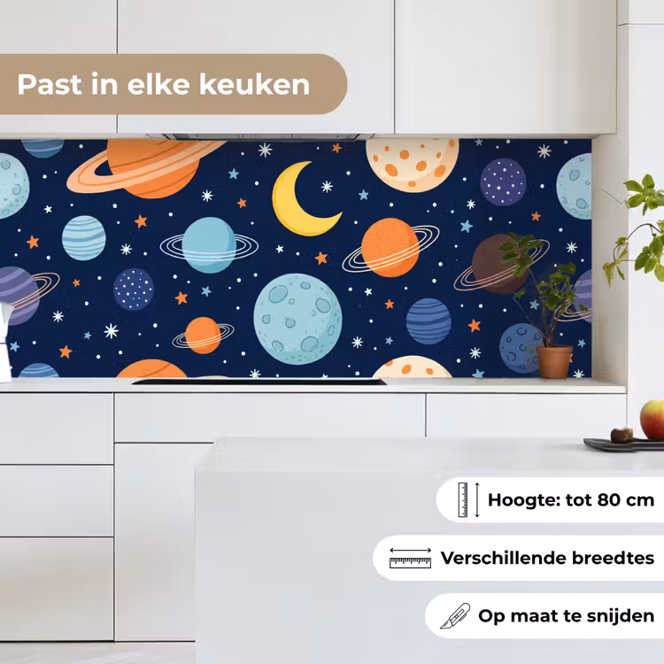 Ruimte - Planeten - Kleurrijk keuken achterwand 2 middel -sfeer4_NL