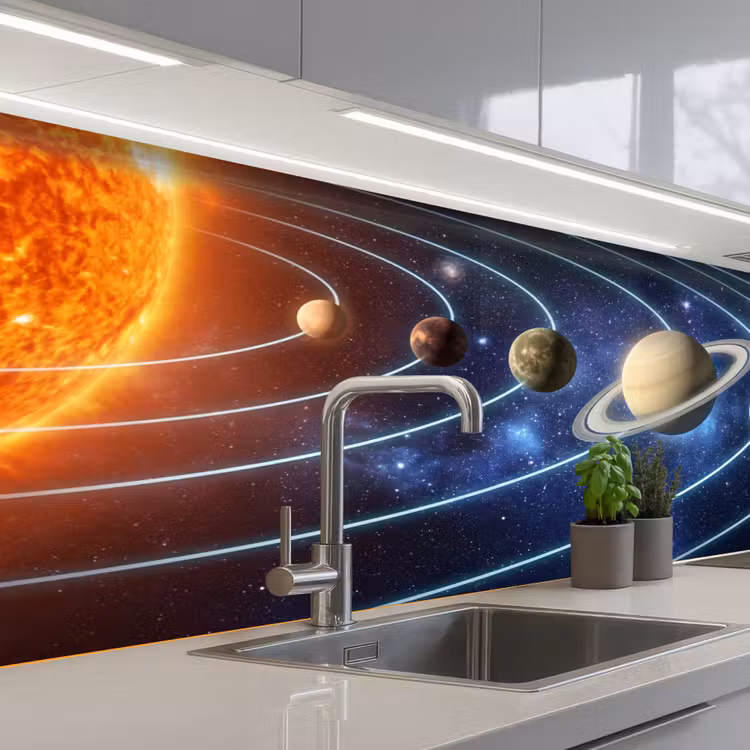 Ruimte - Zonnestelsel - Blauw keuken achterwand 2 middel -3d_schuin