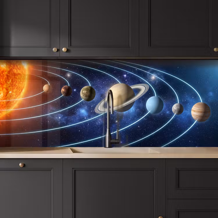 Ruimte - Zonnestelsel - Blauw keuken achterwand 2 middel -sfeer1
