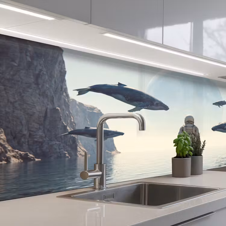 Keuken achterwand - Ruimtevaarder - Walvis - Fantasie - Ruimtevaarder - Walvis - Fantasie keuken achterwand 2 middel