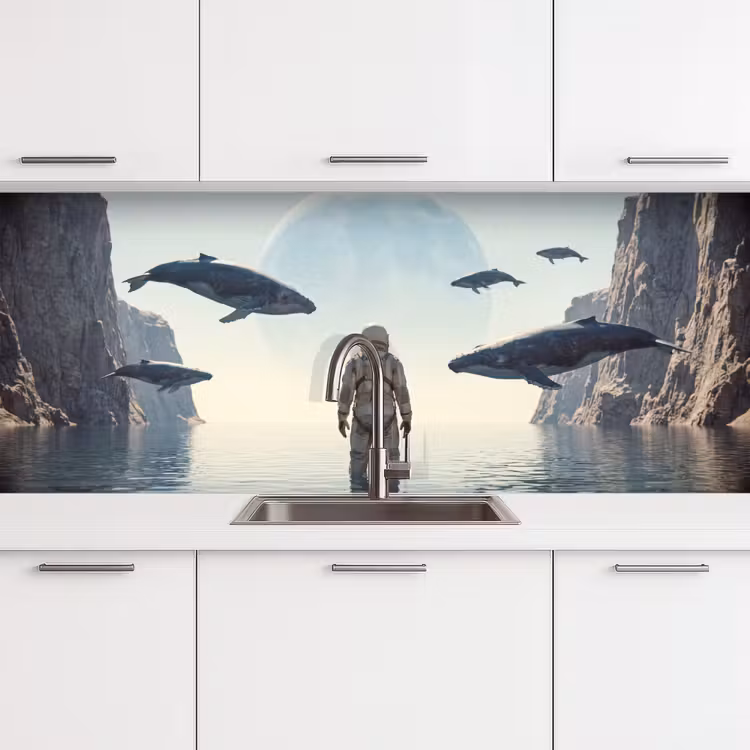 Keuken achterwand - Ruimtevaarder - Walvis - Fantasie - Ruimtevaarder - Walvis - Fantasie keuken achterwand 2 middel