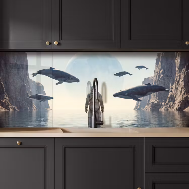 Keuken achterwand - Ruimtevaarder - Walvis - Fantasie - Ruimtevaarder - Walvis - Fantasie keuken achterwand 2 middel