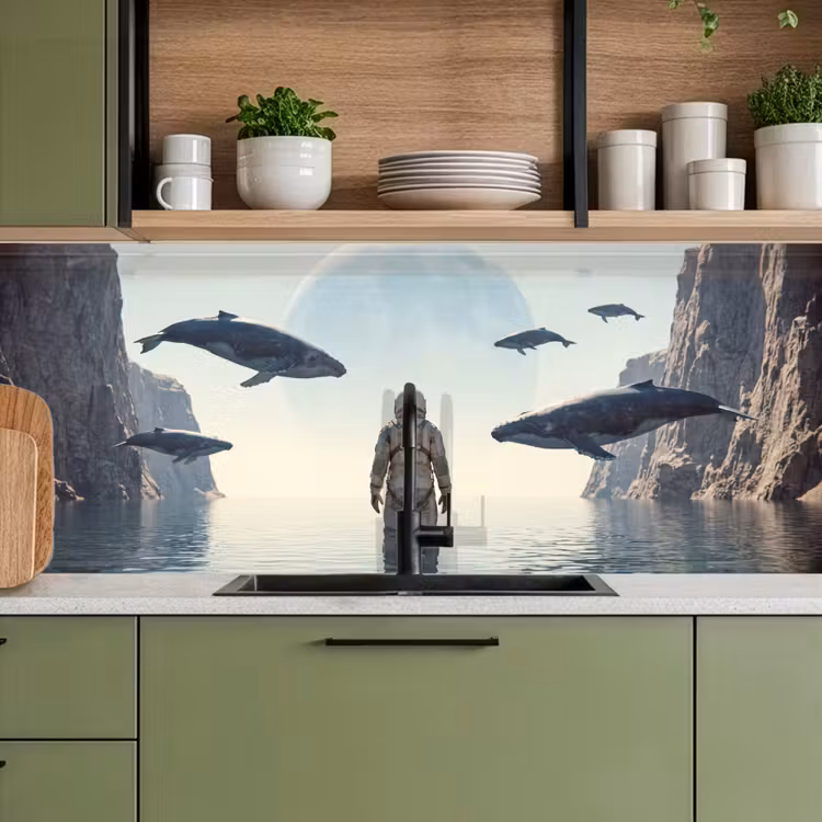 Keuken achterwand - Ruimtevaarder - Walvis - Fantasie - Ruimtevaarder - Walvis - Fantasie keuken achterwand 2 middel
