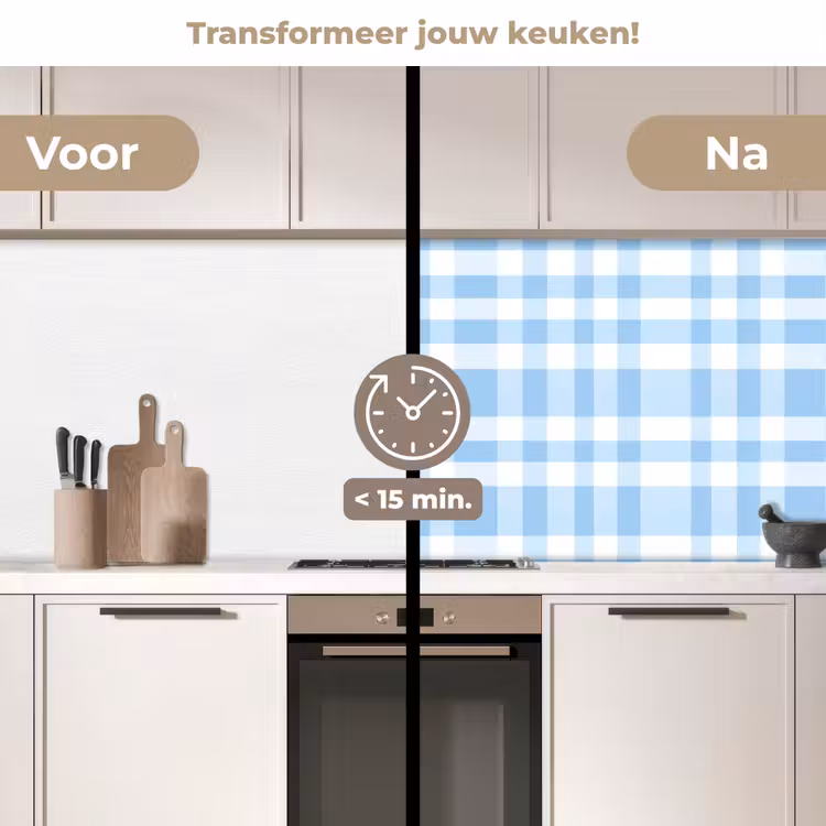 Ruit - Patroon - Blauw keuken achterwand 2 middel 871 -voor-na2_NL