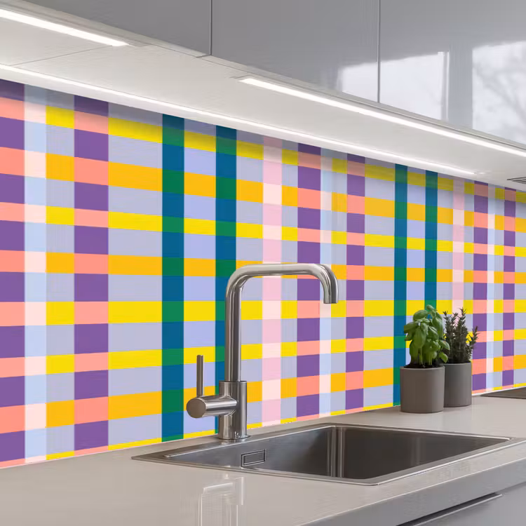 Ruit - Patroon - Kleurrijk keuken achterwand 2 middel 871 -3d_schuin
