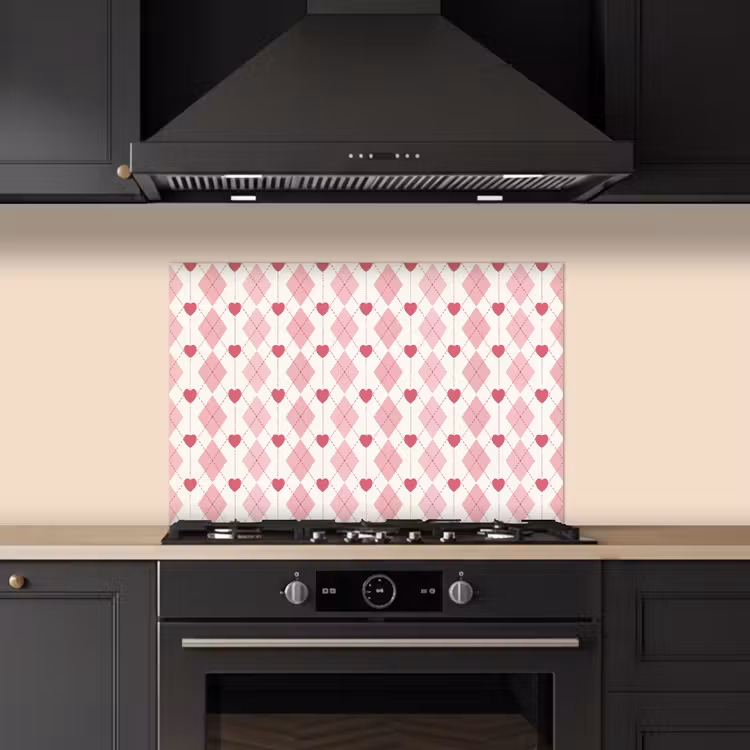 Ruiten - Klassiek - Roze - Wit keuken achterwand spatscherm klein 900 -sfeer1