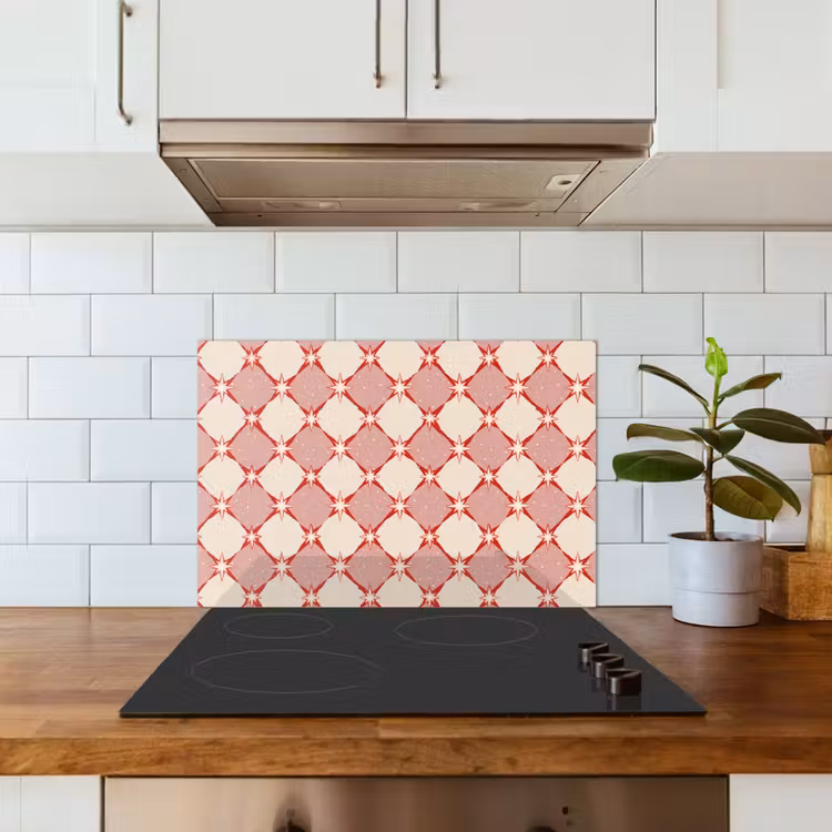 Ruiten - Sterren - Vintage - Oudroze - Rood keuken achterwand spatscherm klein 900 -sfeer2