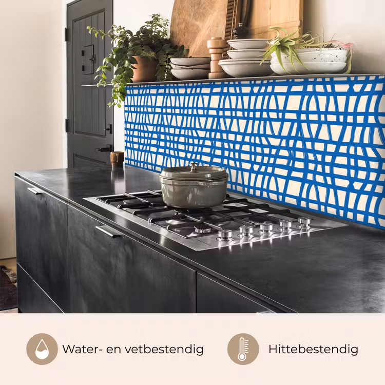 Ruitpatroon - Blauw - Crème keuken achterwand 2 middel 871 -usp_NL