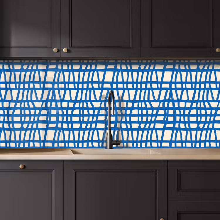 Ruitpatroon - Blauw - Crème keuken achterwand 2 middel 871 -sfeer1