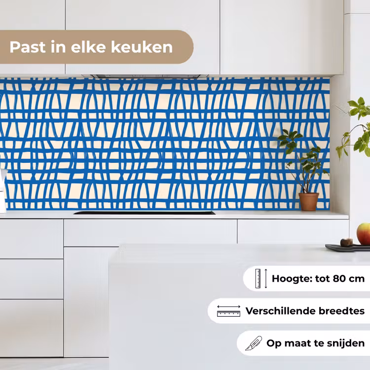 Ruitpatroon - Blauw - Crème keuken achterwand 2 middel 871 -sfeer4_NL