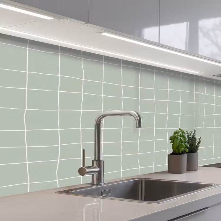 Ruitpatroon - Golvend - Groen keuken achterwand 2 middel 871 -3d_schuin