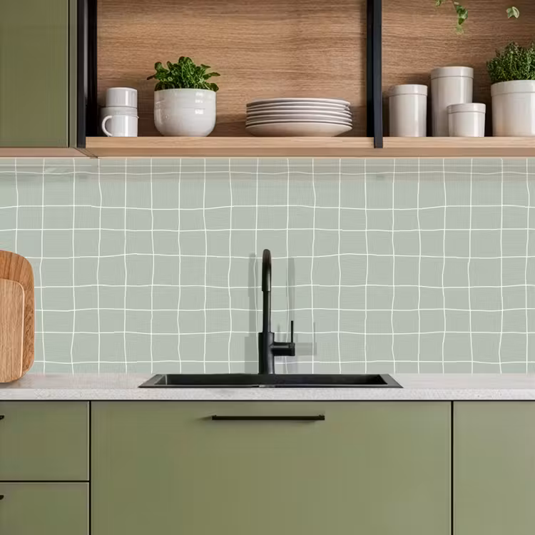 Ruitpatroon - Golvend - Groen keuken achterwand 2 middel 871 -sfeer3