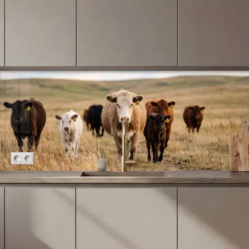 Keuken achterwand - Runderen - Kudde - Landschap - Weide - Rustig
