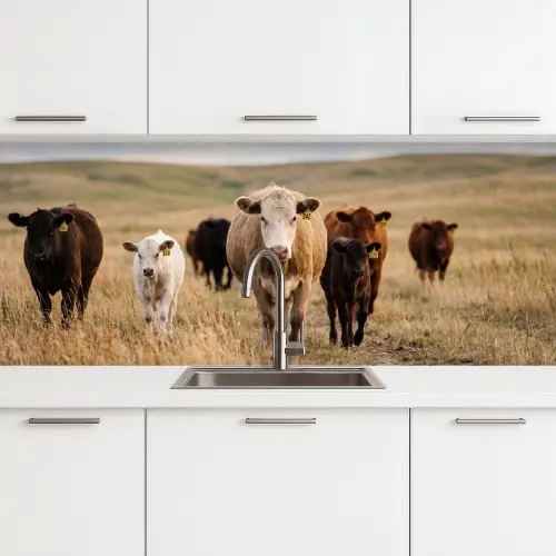 Runderen - Kudde - Landschap - Weide - Rustig keuken achterwand 2 middel -3d
