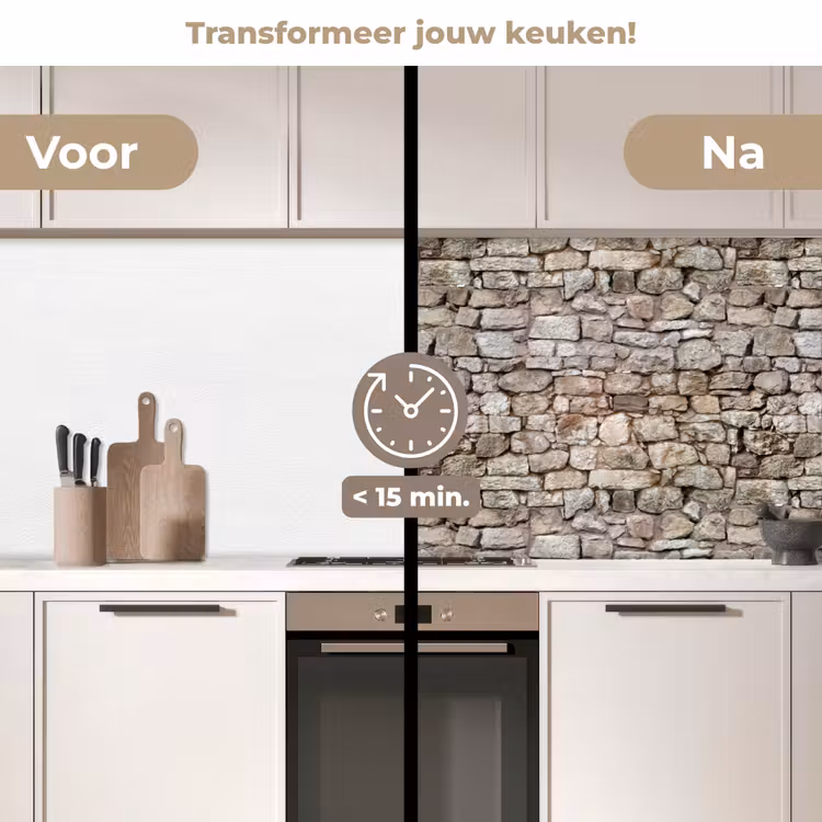 Ruw - Stenen - Muur - Natuurstenen keuken achterwand 2 middel 871 -voor-na2_NL