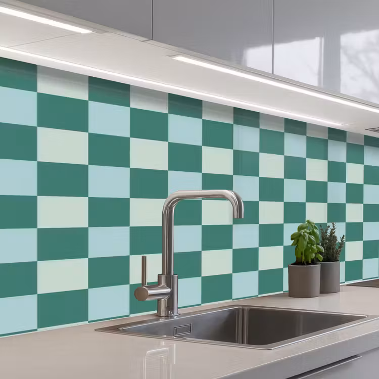 Schaak - Klassiek - Groen keuken achterwand 2 middel 871 -3d_schuin